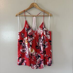 Allison Joy NEW Red Floral Tank Top Lined Spaghetti Strap Sz XL